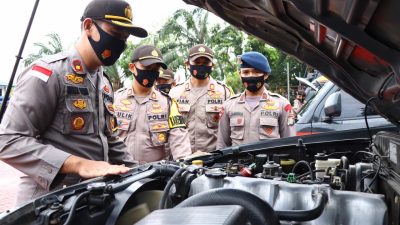 Jelang Operasi Mantap Praja, Wakapolres Karimun Cek Kelengkapan Kendaraan Dinas