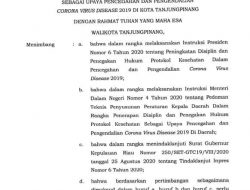Inilah Surat Peraturan Wali Kota Tanjungpinang Terkait Penerapan Disiplin Protokol Kesehatan