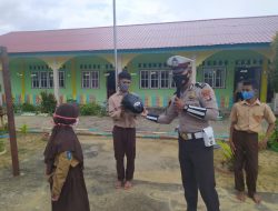 Satlantas Polres Lingga Sosialisasi Kamsebtibcar Lantas di SMPN 4 Singkep Barat