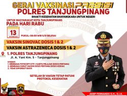 Hari Ini, Gerai Vaksin Presesi Dibuka di Polres Tanjungpinang