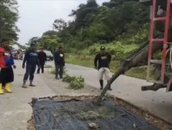 Anggota DPRD Kepri Saproni Turun Langsung Goro Semenisasi 11 Titik Jalan Berlubang
