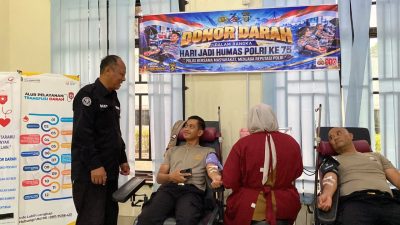 Sambut Hari Jadi Humas Polri ke-75, Polres Bintan Tebar Kepedulian Lewat Donor Darah